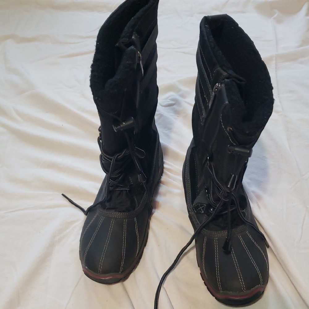 Pajar Ariadna Black Pink Winter Boots W/ Red Accents Waterproof Insulated Sz 11